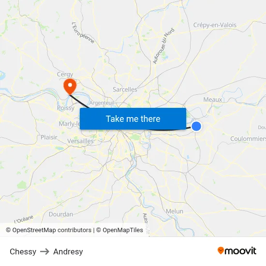 Chessy to Andresy map