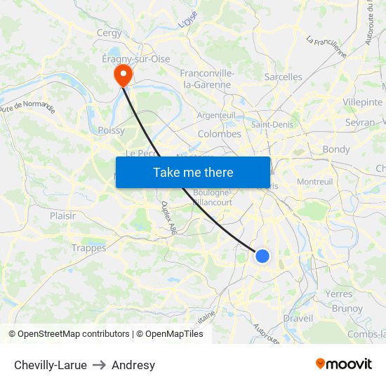 Chevilly-Larue to Andresy map