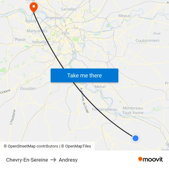 Chevry-En-Sereine to Andresy map