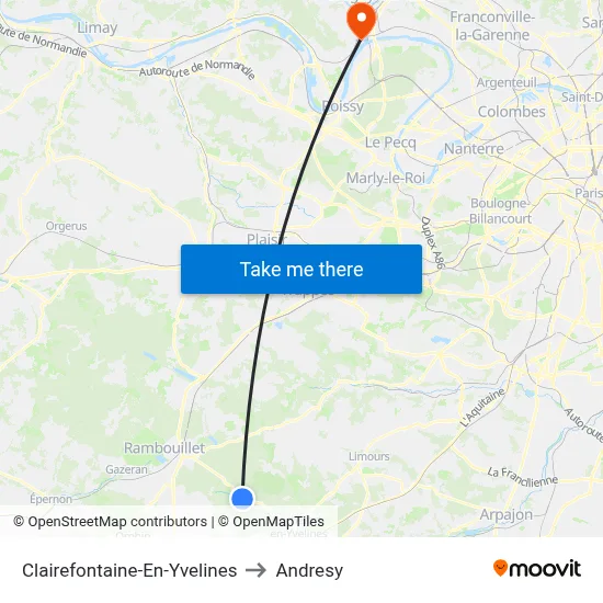 Clairefontaine-En-Yvelines to Andresy map