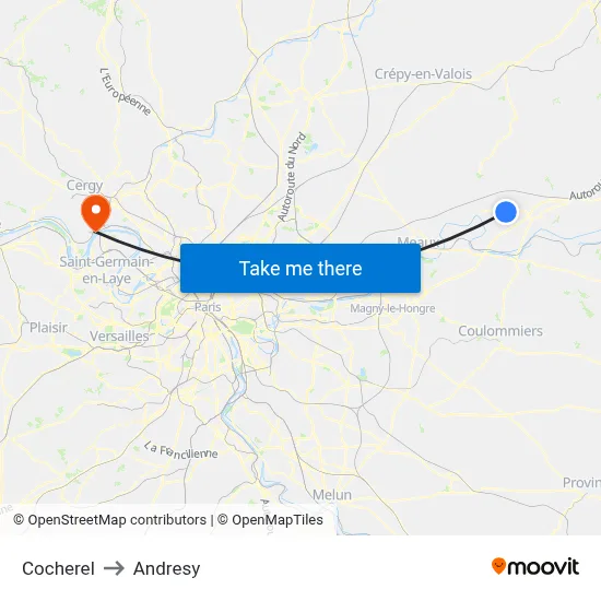 Cocherel to Andresy map