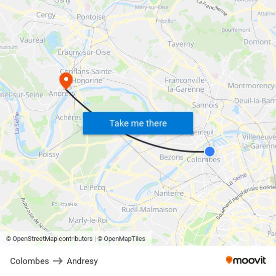 Colombes to Andresy map