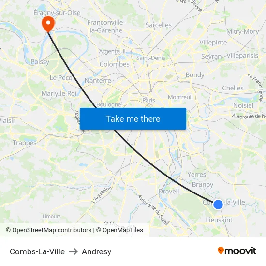 Combs-La-Ville to Andresy map