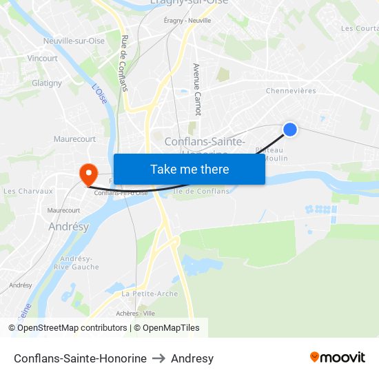 Conflans-Sainte-Honorine to Andresy map