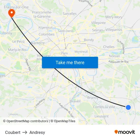Coubert to Andresy map