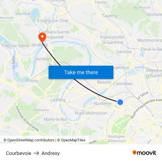 Courbevoie to Andresy map