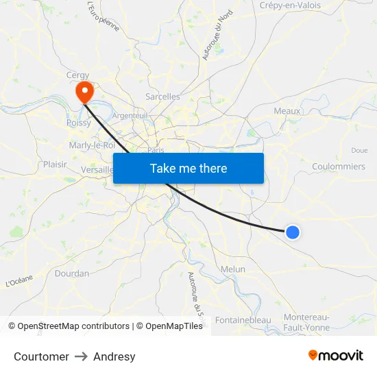 Courtomer to Andresy map