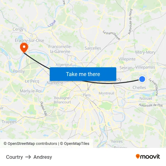 Courtry to Andresy map