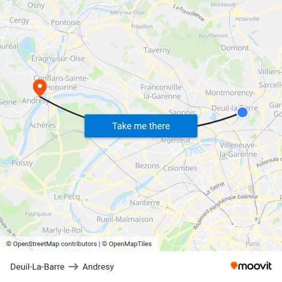 Deuil-La-Barre to Andresy map