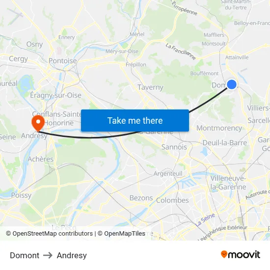 Domont to Andresy map