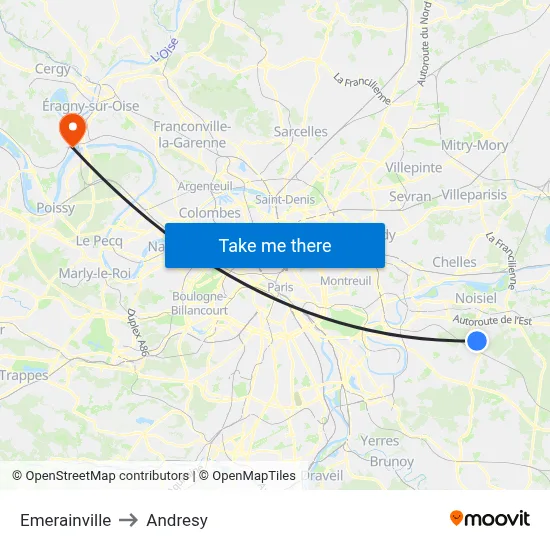Emerainville to Andresy map