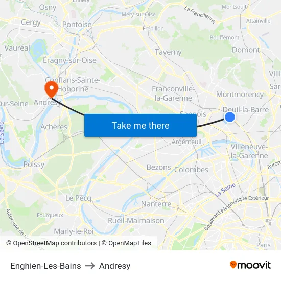 Enghien-Les-Bains to Andresy map