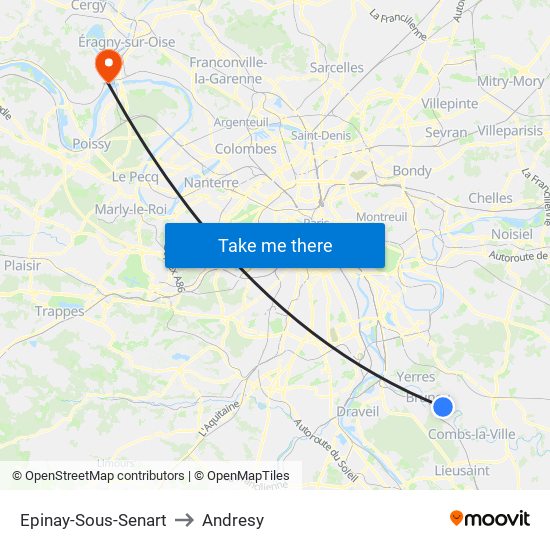 Epinay-Sous-Senart to Andresy map