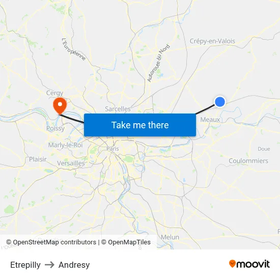 Etrepilly to Andresy map
