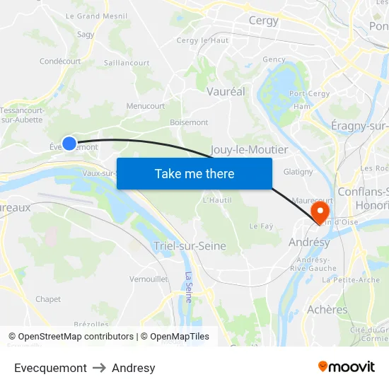 Evecquemont to Andresy map