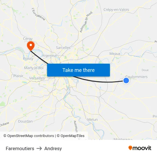 Faremoutiers to Andresy map