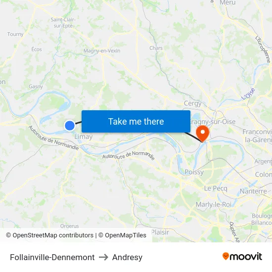 Follainville-Dennemont to Andresy map