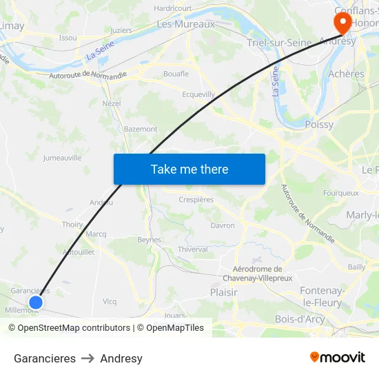 Garancieres to Andresy map