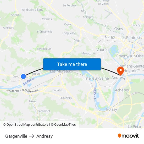 Gargenville to Andresy map