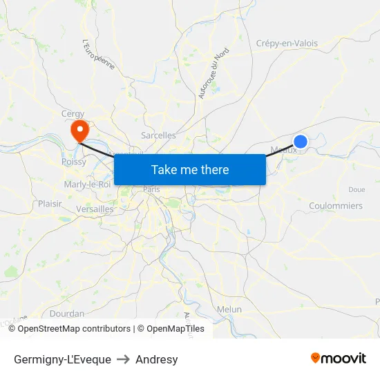 Germigny-L'Eveque to Andresy map