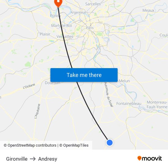 Gironville to Andresy map
