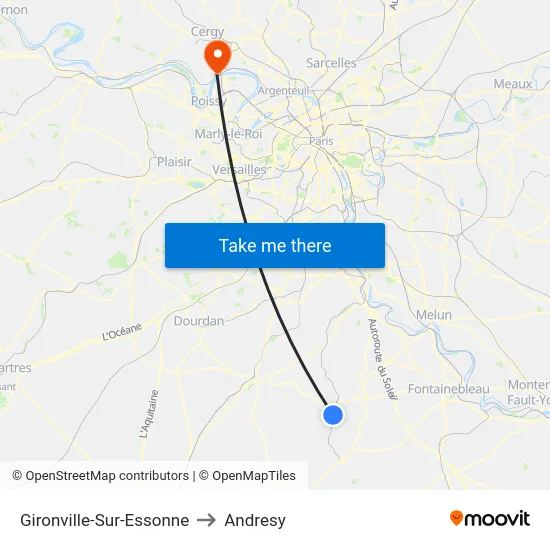 Gironville-Sur-Essonne to Andresy map