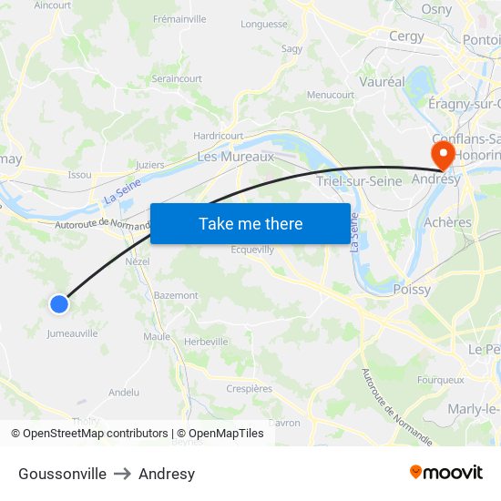 Goussonville to Andresy map