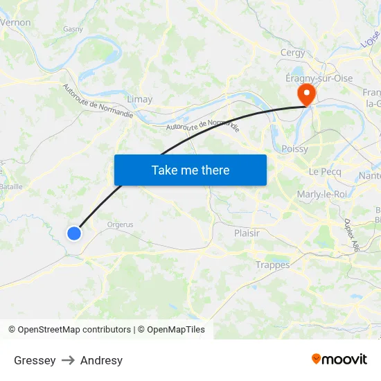 Gressey to Andresy map