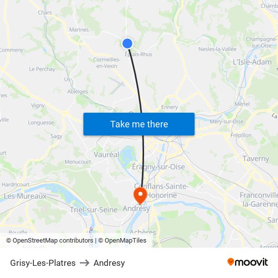 Grisy-Les-Platres to Andresy map