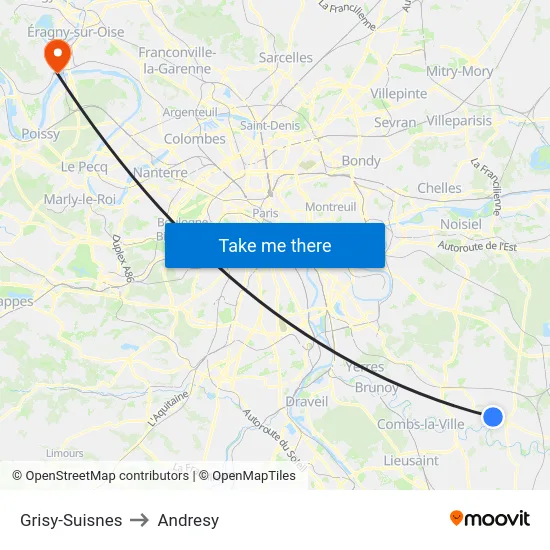 Grisy-Suisnes to Andresy map