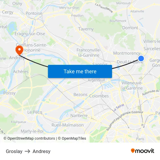 Groslay to Andresy map