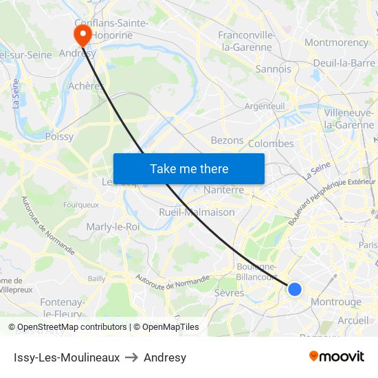 Issy-Les-Moulineaux to Andresy map