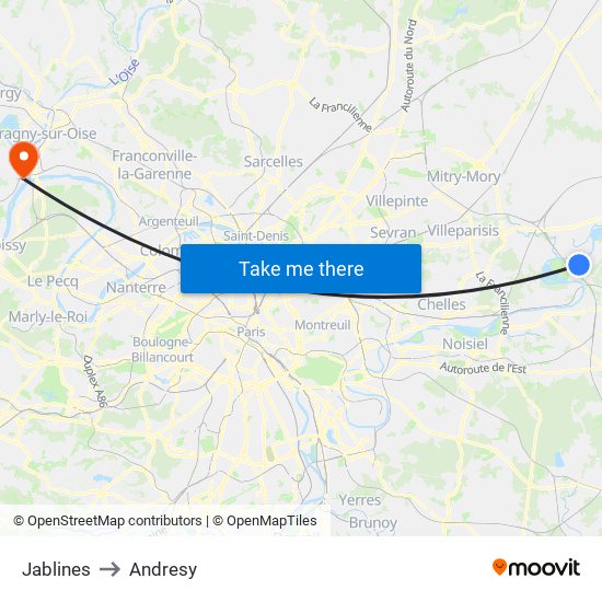 Jablines to Andresy map