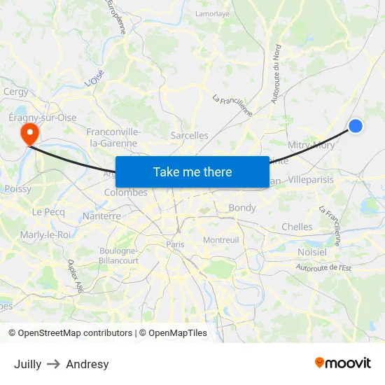 Juilly to Andresy map