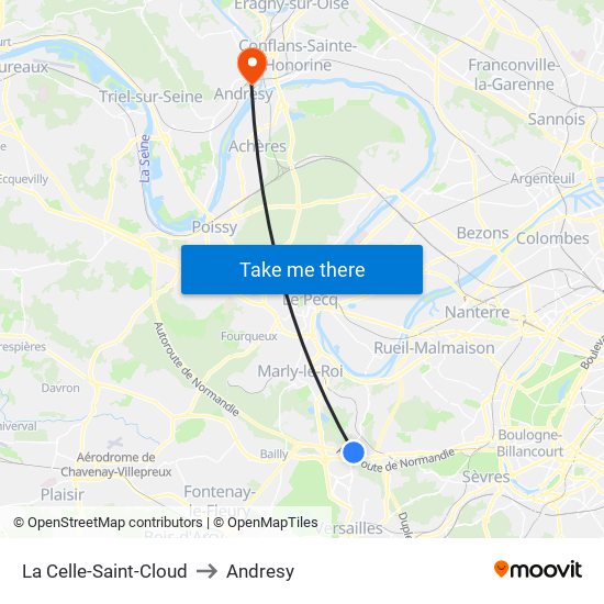 La Celle-Saint-Cloud to Andresy map