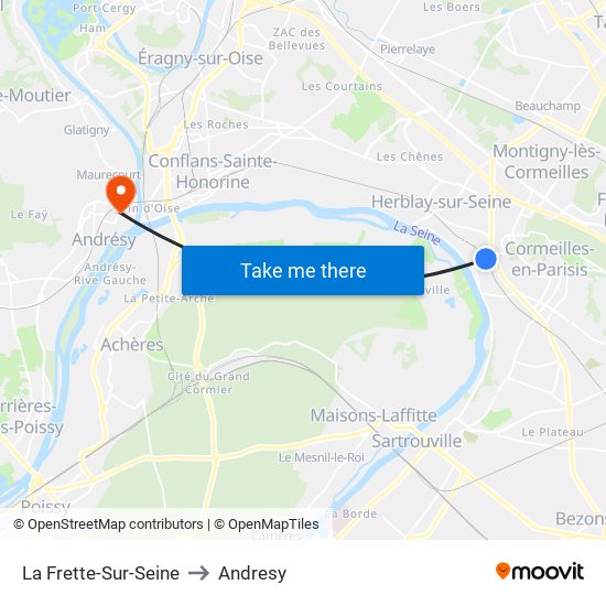 La Frette-Sur-Seine to Andresy map