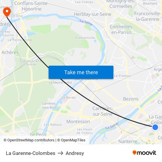 La Garenne-Colombes to Andresy map