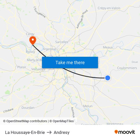 La Houssaye-En-Brie to Andresy map