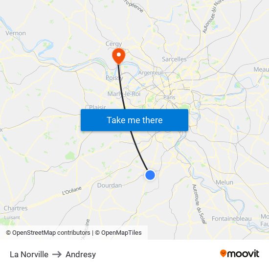 La Norville to Andresy map
