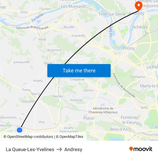 La Queue-Les-Yvelines to Andresy map