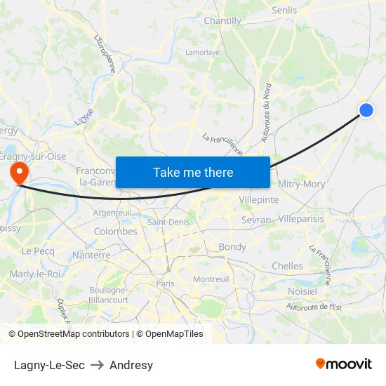 Lagny-Le-Sec to Andresy map