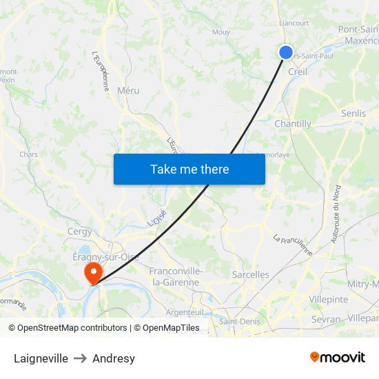 Laigneville to Andresy map