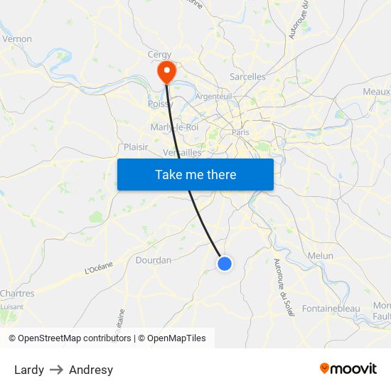 Lardy to Andresy map