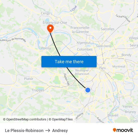 Le Plessis-Robinson to Andresy map