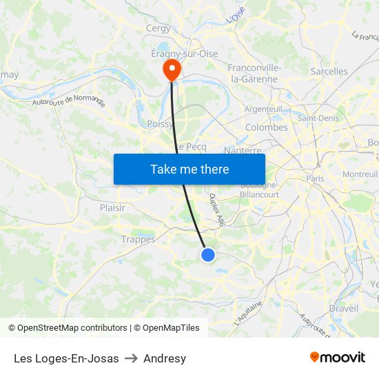 Les Loges-En-Josas to Andresy map