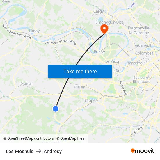 Les Mesnuls to Andresy map