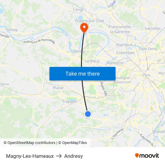 Magny-Les-Hameaux to Andresy map