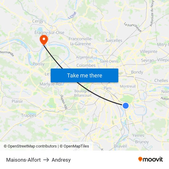 Maisons-Alfort to Andresy map