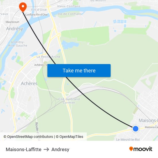 Maisons-Laffitte to Andresy map