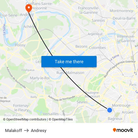 Malakoff to Andresy map